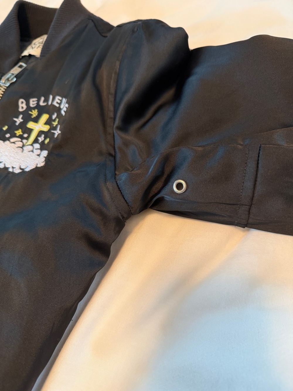 Rare! UNIF Black Embroidered Hardcore Bomber Jacket XS Unisex Y2K - Picture 13 of 16